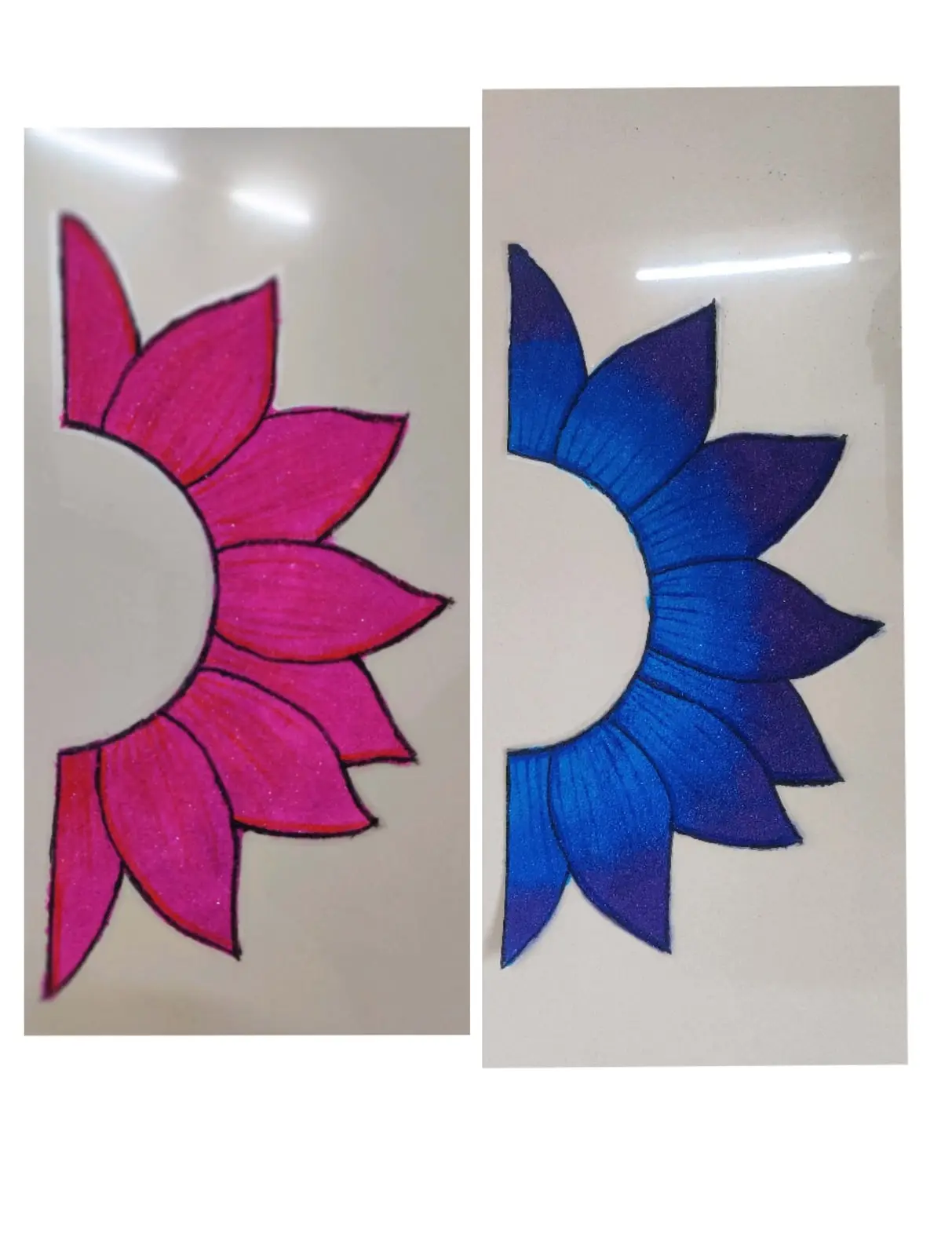 Flower Fan Half Sunburst