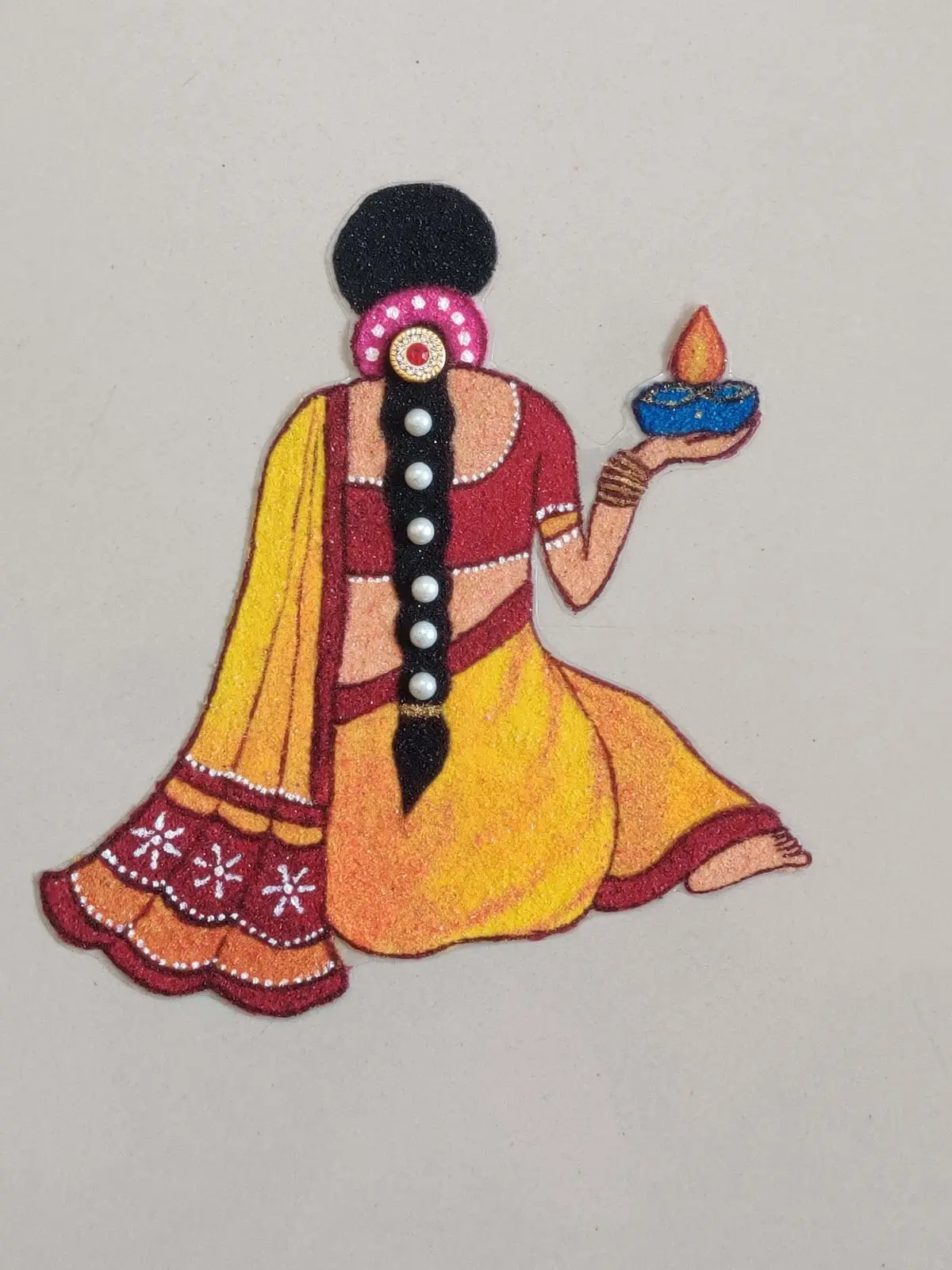 Lady Holding Diya Lamp