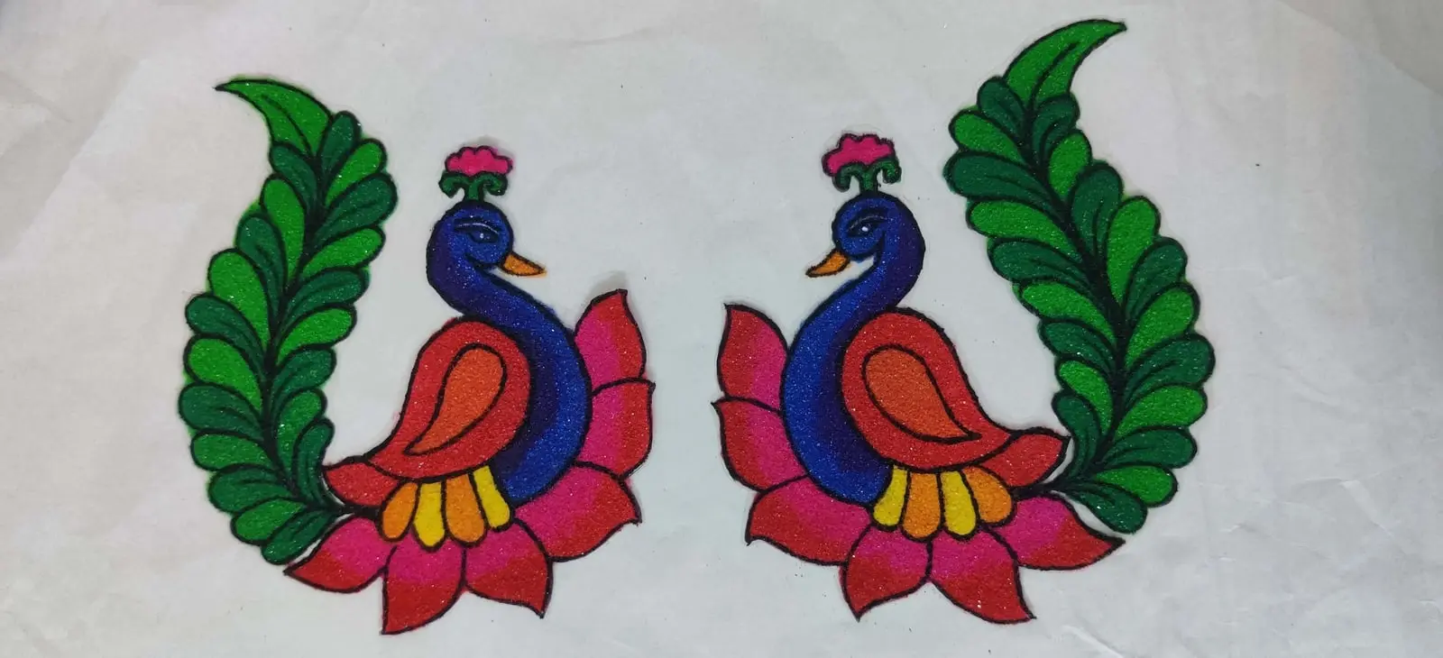 Peacock Pair Lotus Tail
